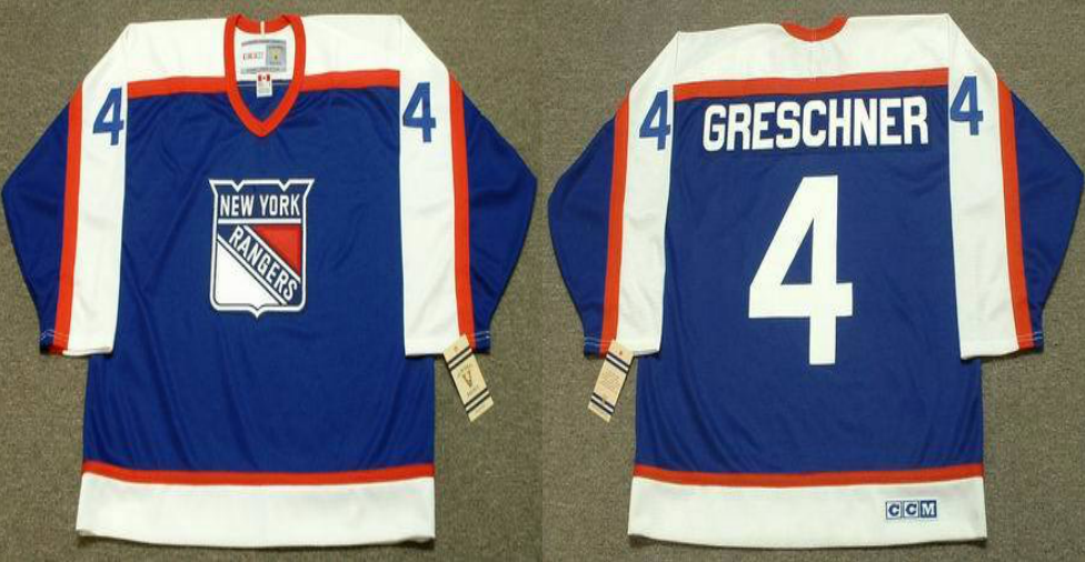 2019 Men New York Rangers #4 Greschner blue CCM NHL jerseys